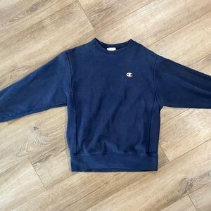 Champion Navy Crewneck Sweatshirt with Small C Logo